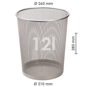 Kôš drôtený na odpadky, strieborný, 12 l